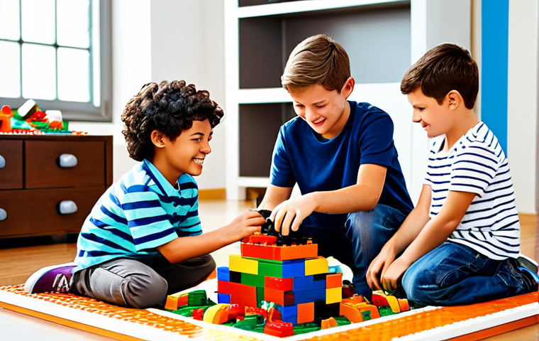 레고로 배우는 협동과 팀워크 - Collaborative LEGO Building**
"A group of children working together on a large LEGO construction, f...