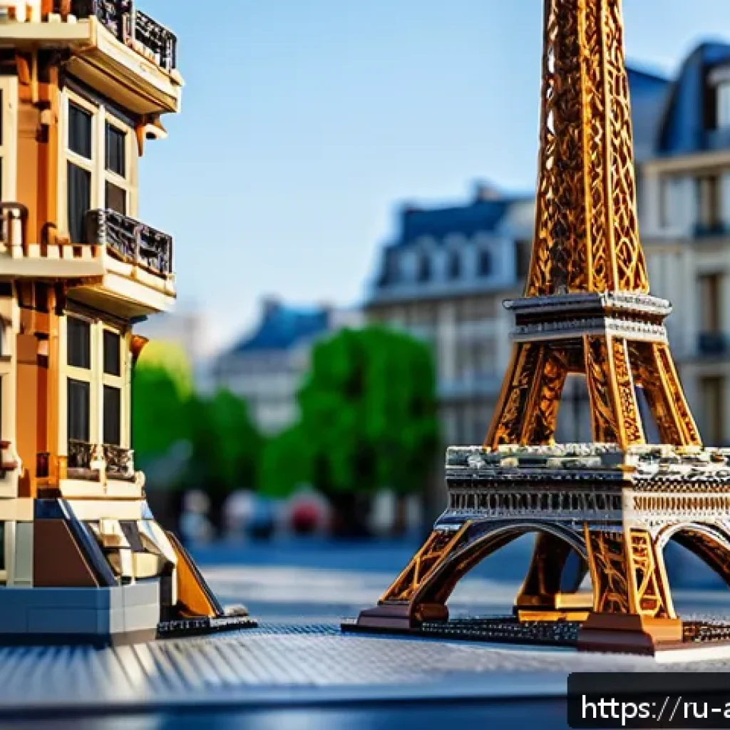 레고 창작 포럼에서의 인기작 - A highly detailed LEGO miniature of the Eiffel Tower, showcasing precise architectural accuracy with...