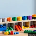 Home 18 레고로 구현한 게임 캐릭터 디자인 - A detailed scene featuring a classic LEGO minifigure standing on a workbench surrounded by various c...